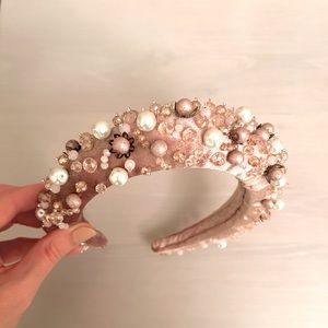 Custom-made Beaded Headband, Blush